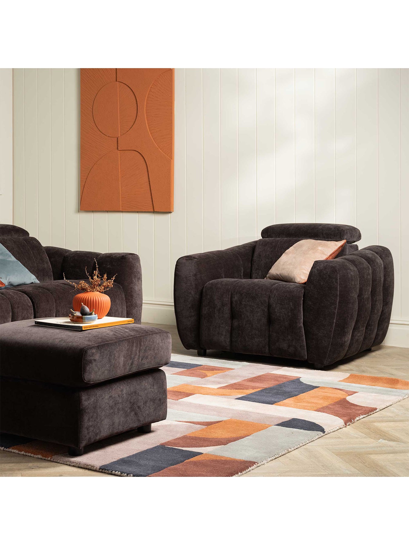 Montgomery Brown Fabric Recliner Armchair