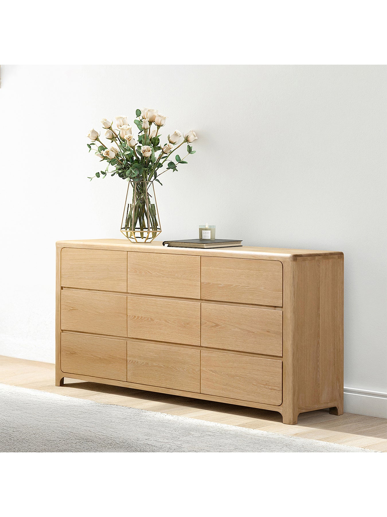Hadrian Oak 9 Drawer Dresser
