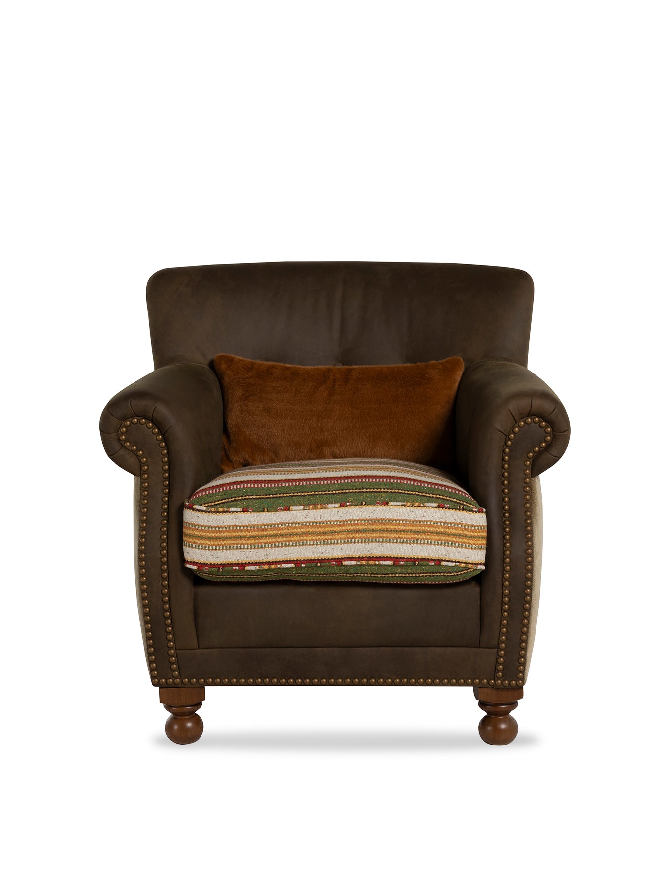 Bertie Leather Armchair With Fabric Seat