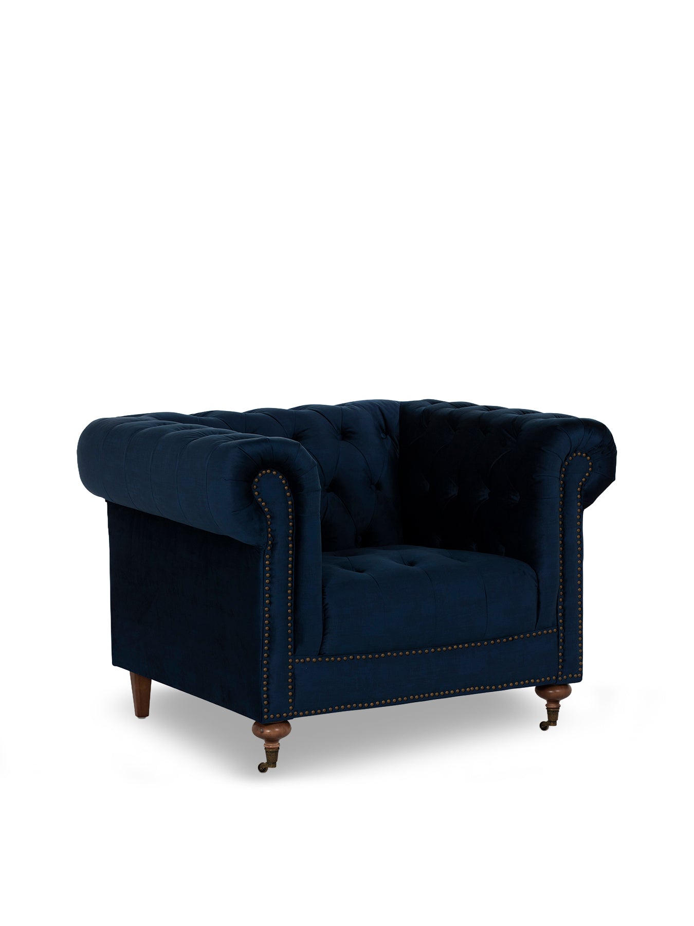 Duchamp Velvet Chesterfield Armchair Blue