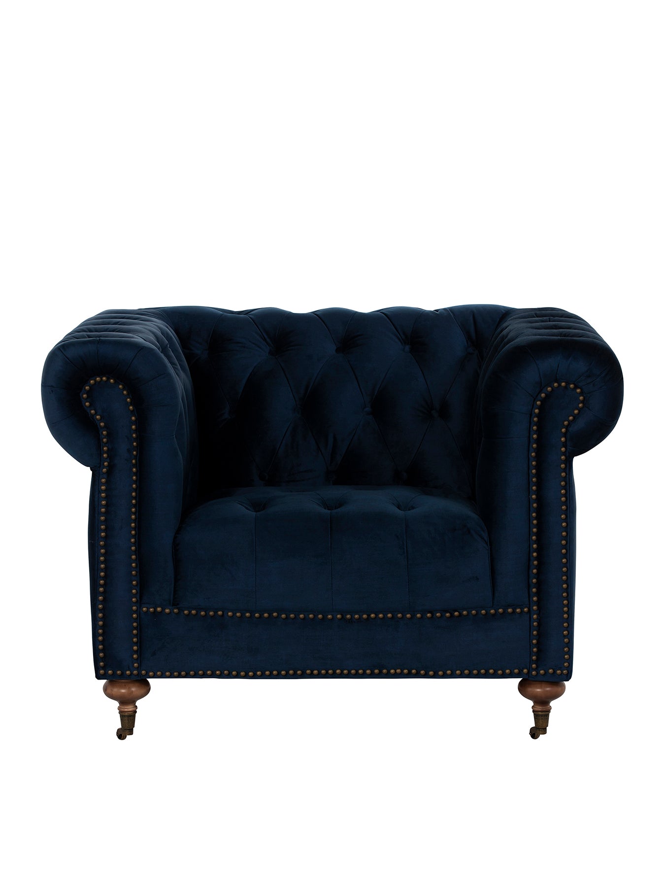 Duchamp Velvet Chesterfield Armchair Blue