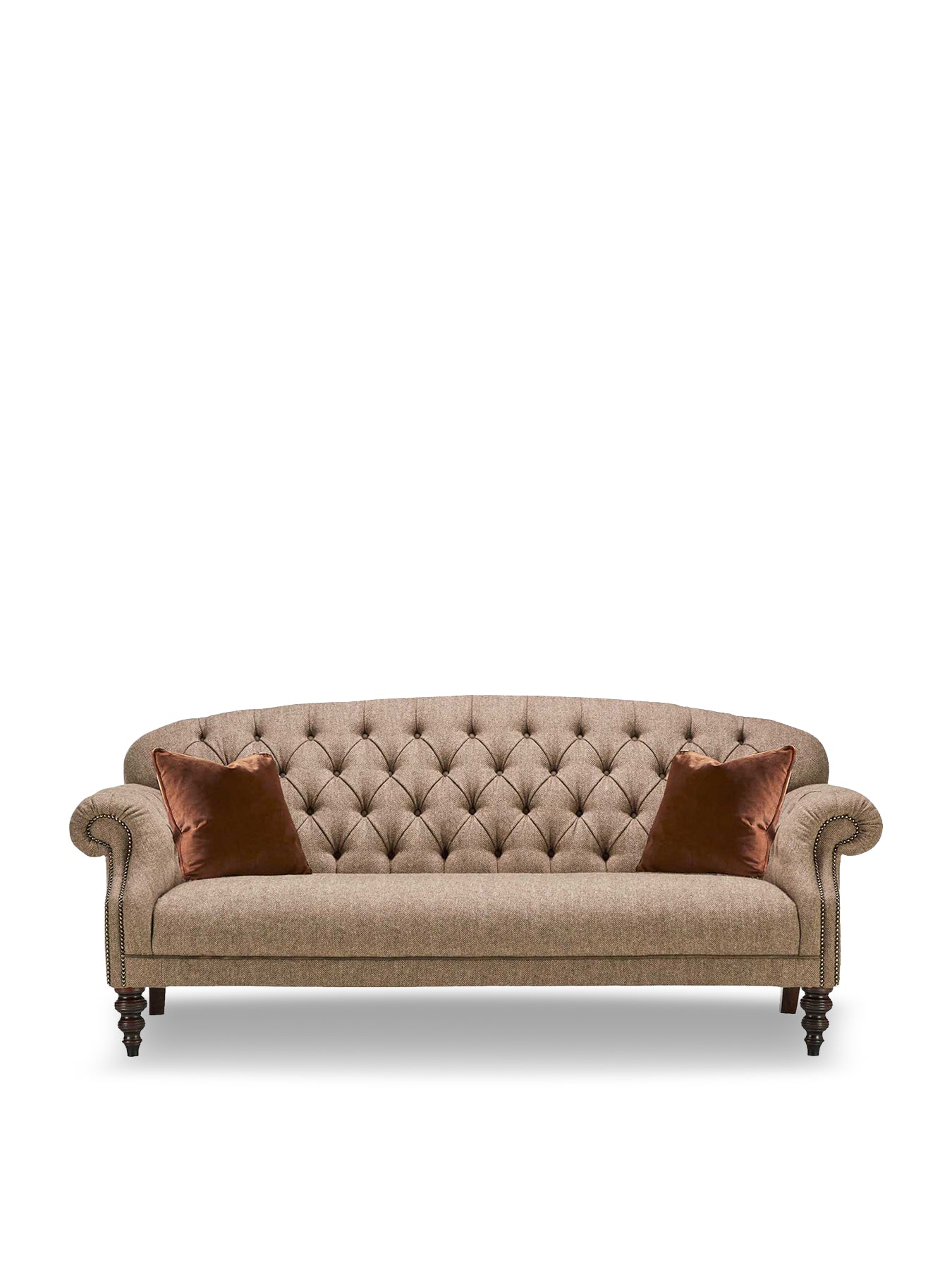Arbroath Brown Fabric 3 Seater Sofa