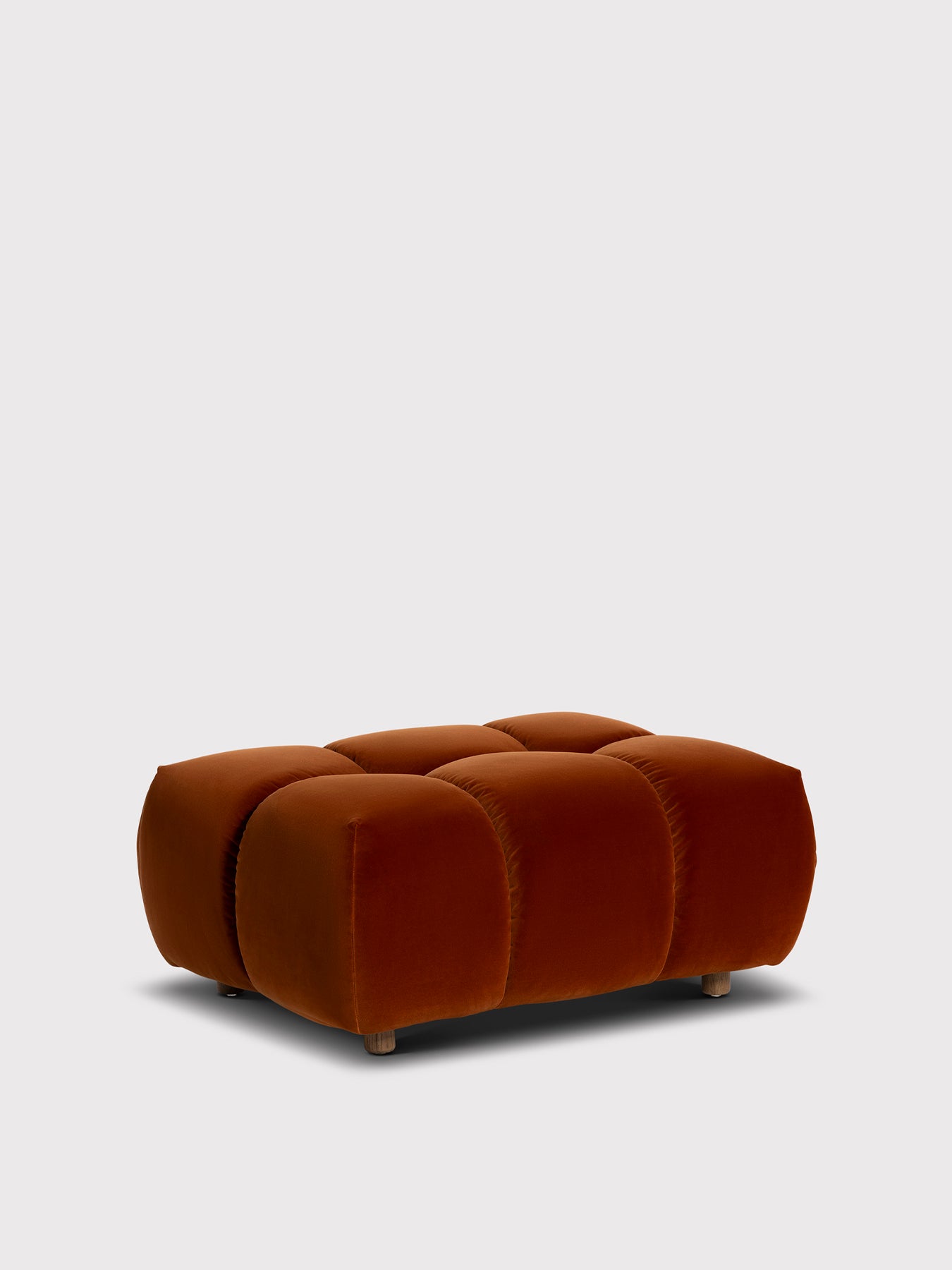Lavinia Orange Velvet Tufted Footstool