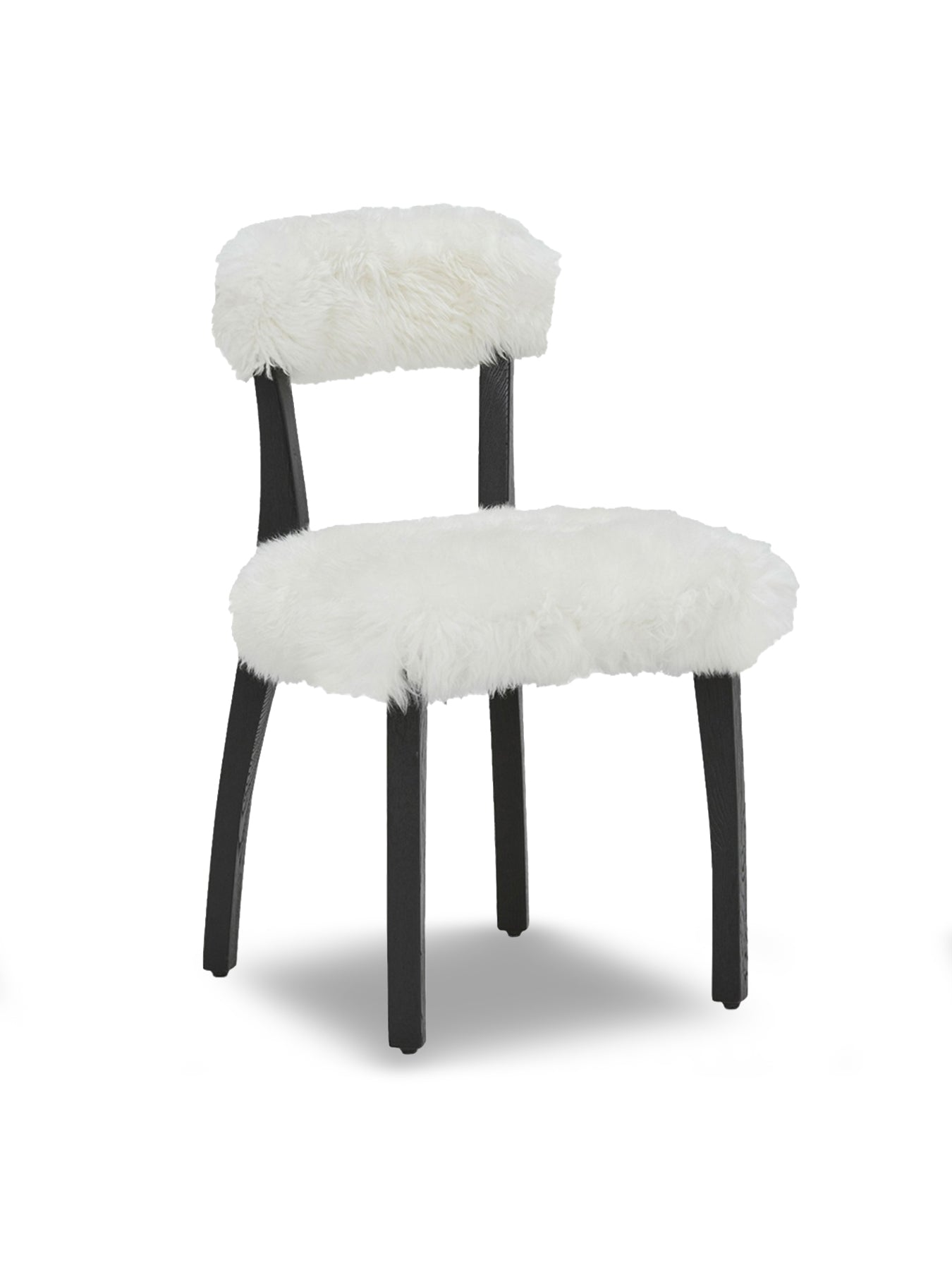 Cabin Sheepskin Dining Chair With Black Wood Legs