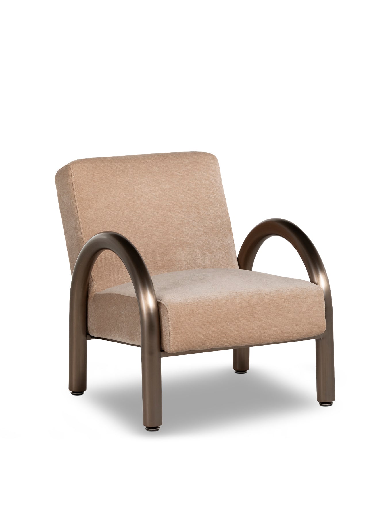 Tolliver Beige Velour Fabric Armchair