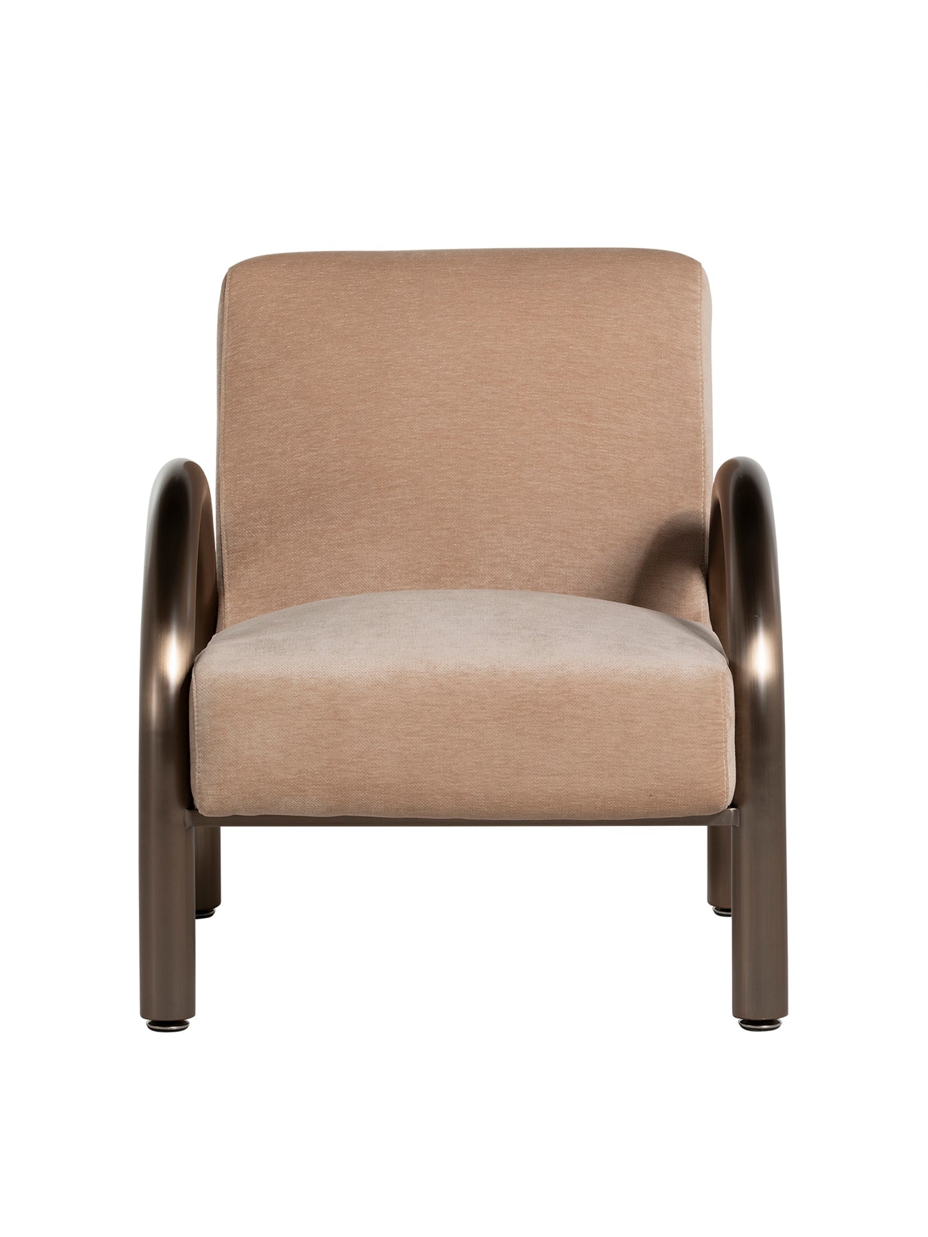 Tolliver Beige Velour Fabric Armchair