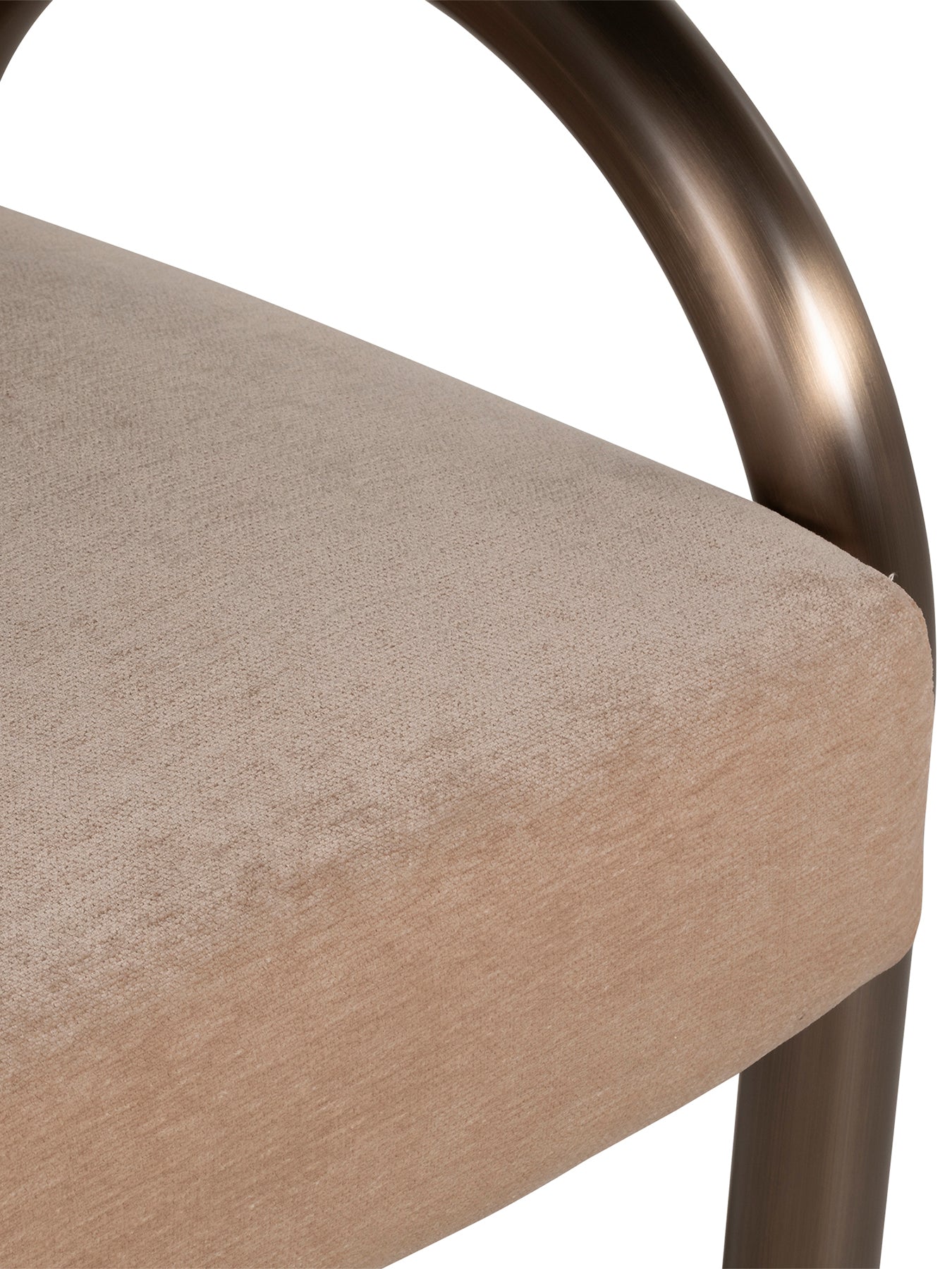 Tolliver Beige Velour Fabric Armchair