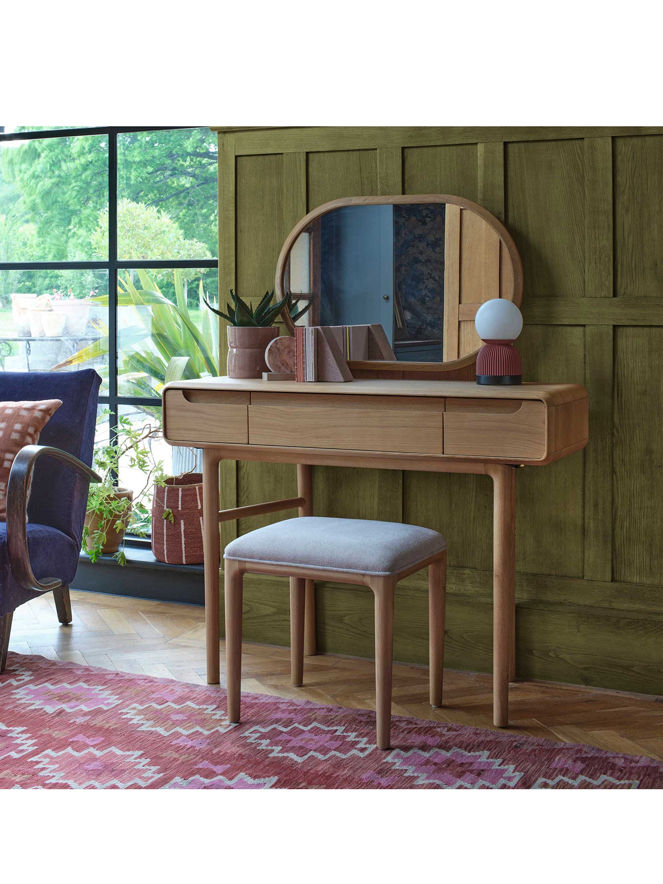 Winchester Oak Upholstered Stool
