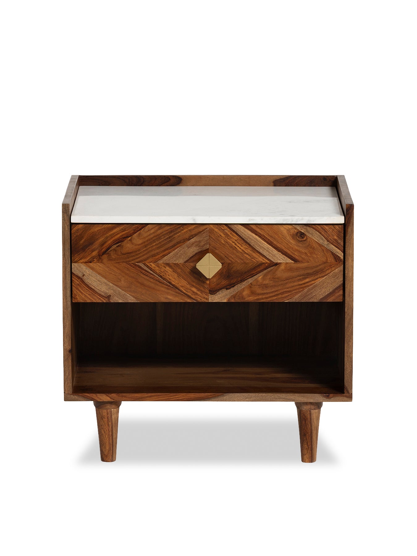 Vida Marble and Wood Bedside Table