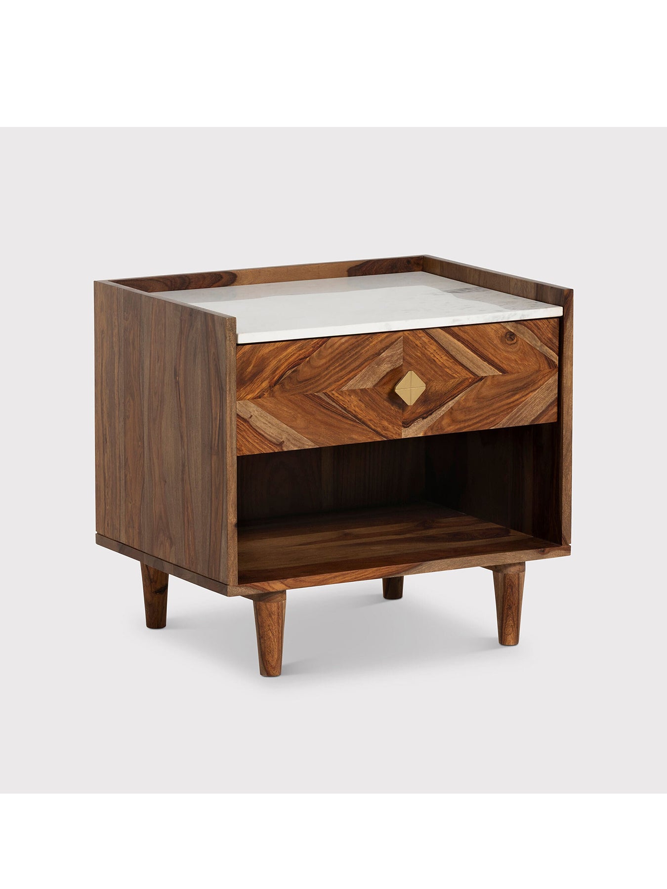 Vida Marble and Wood Bedside Table