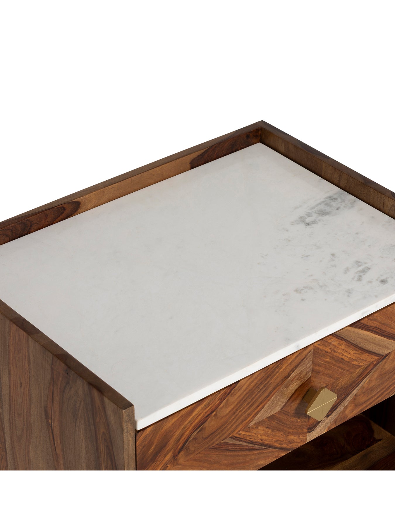 Vida Marble and Wood Bedside Table