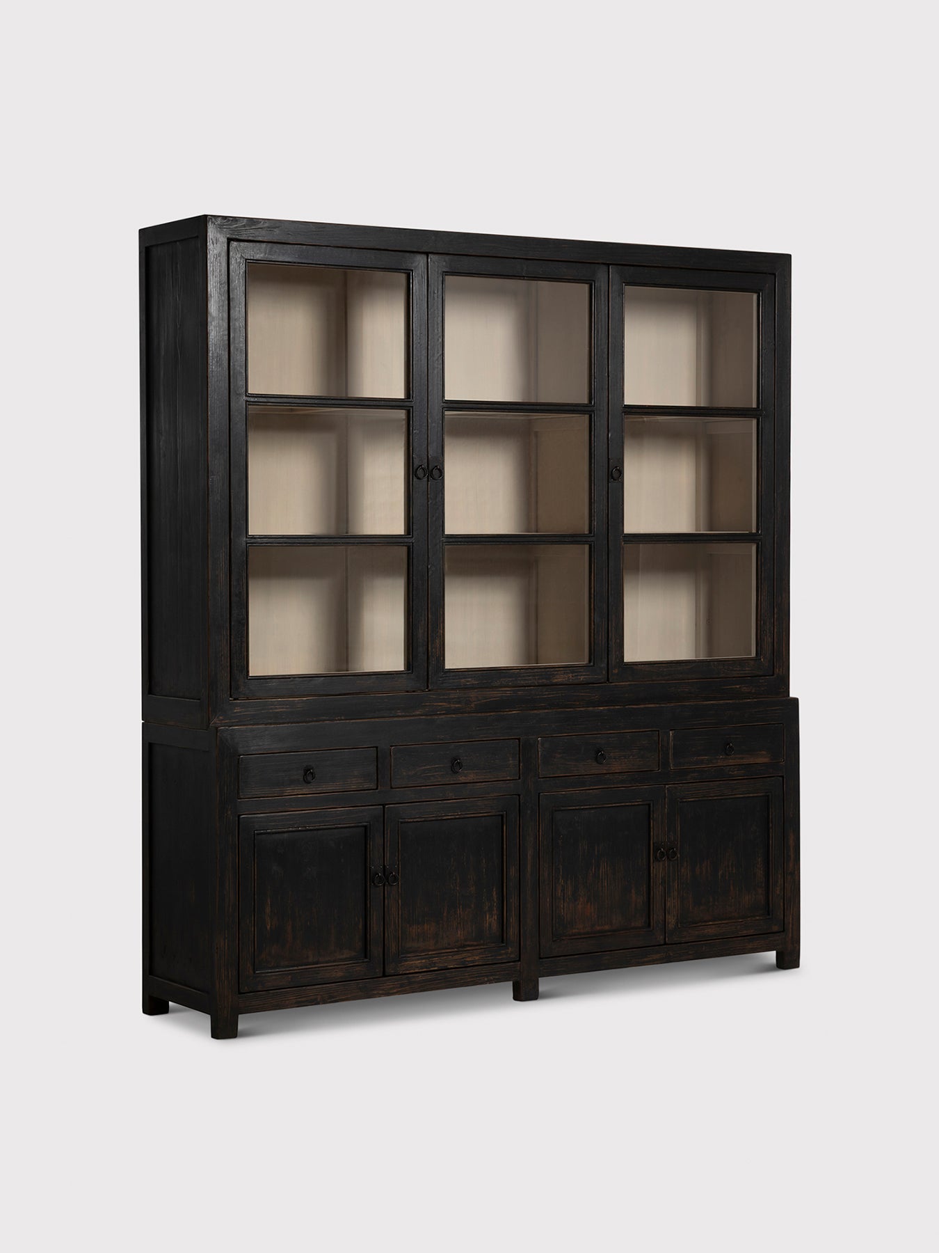 Dickens Black Pine Wood Display Cabinet