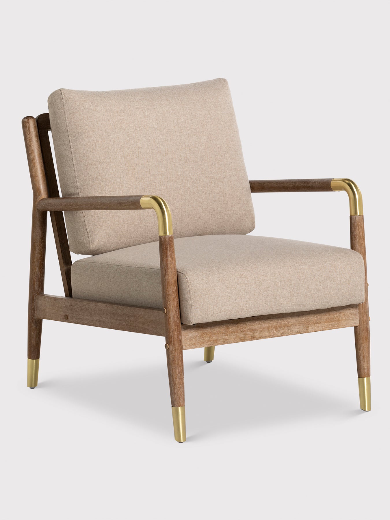Tarron Neutral Fabric Accent Chair With Wood Frame