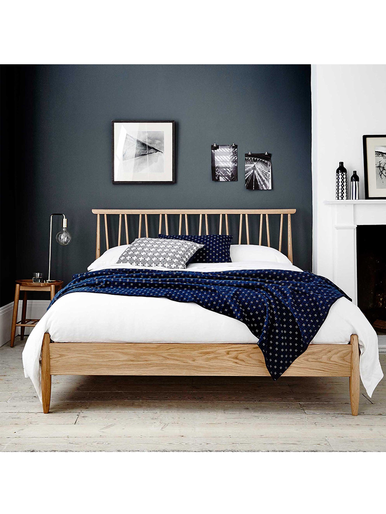 Winslow Light Wood Double Bed Frame With Spindle Headboard