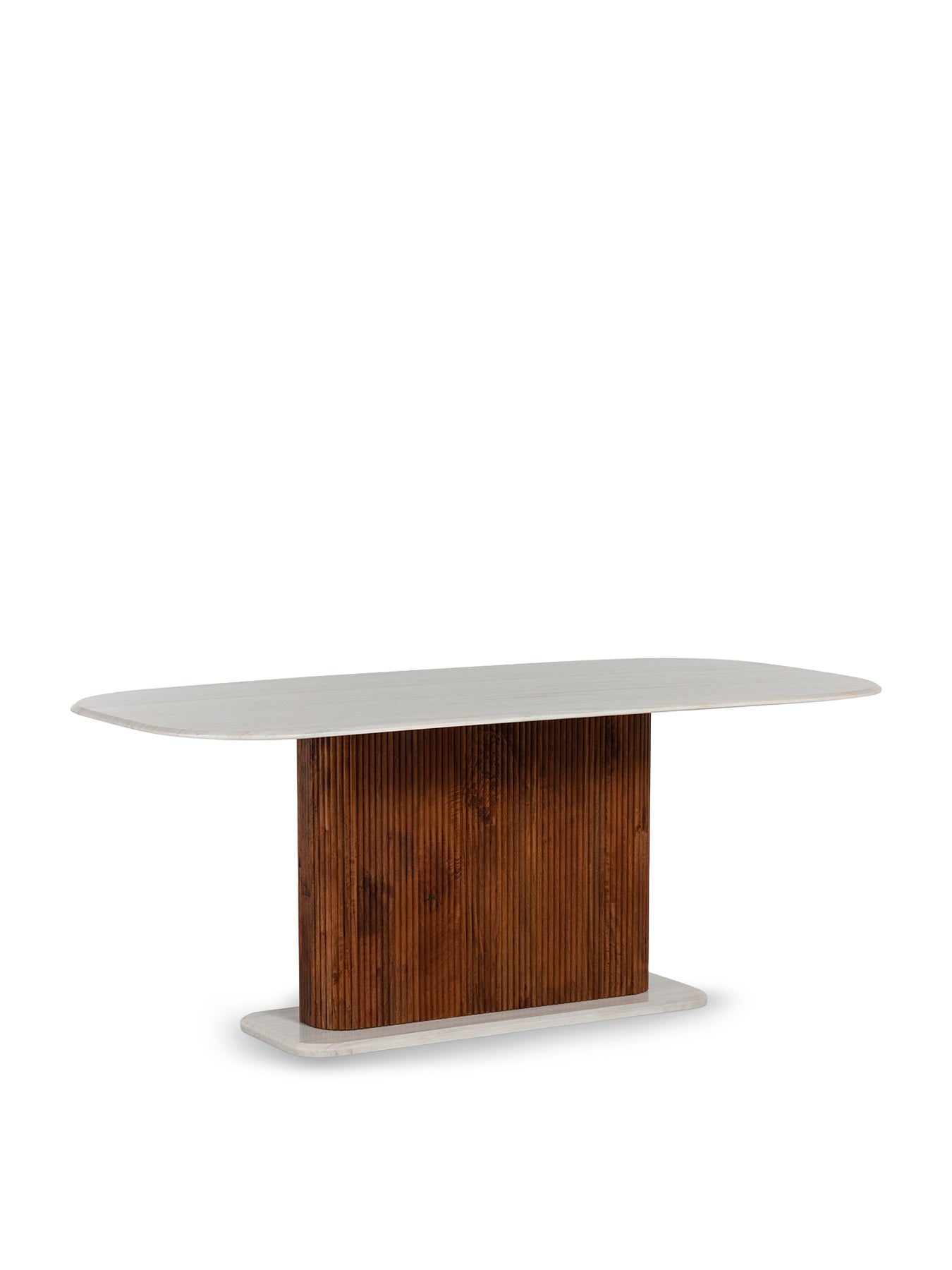 Tasso Marble Dining Table With Mango Wood Base White