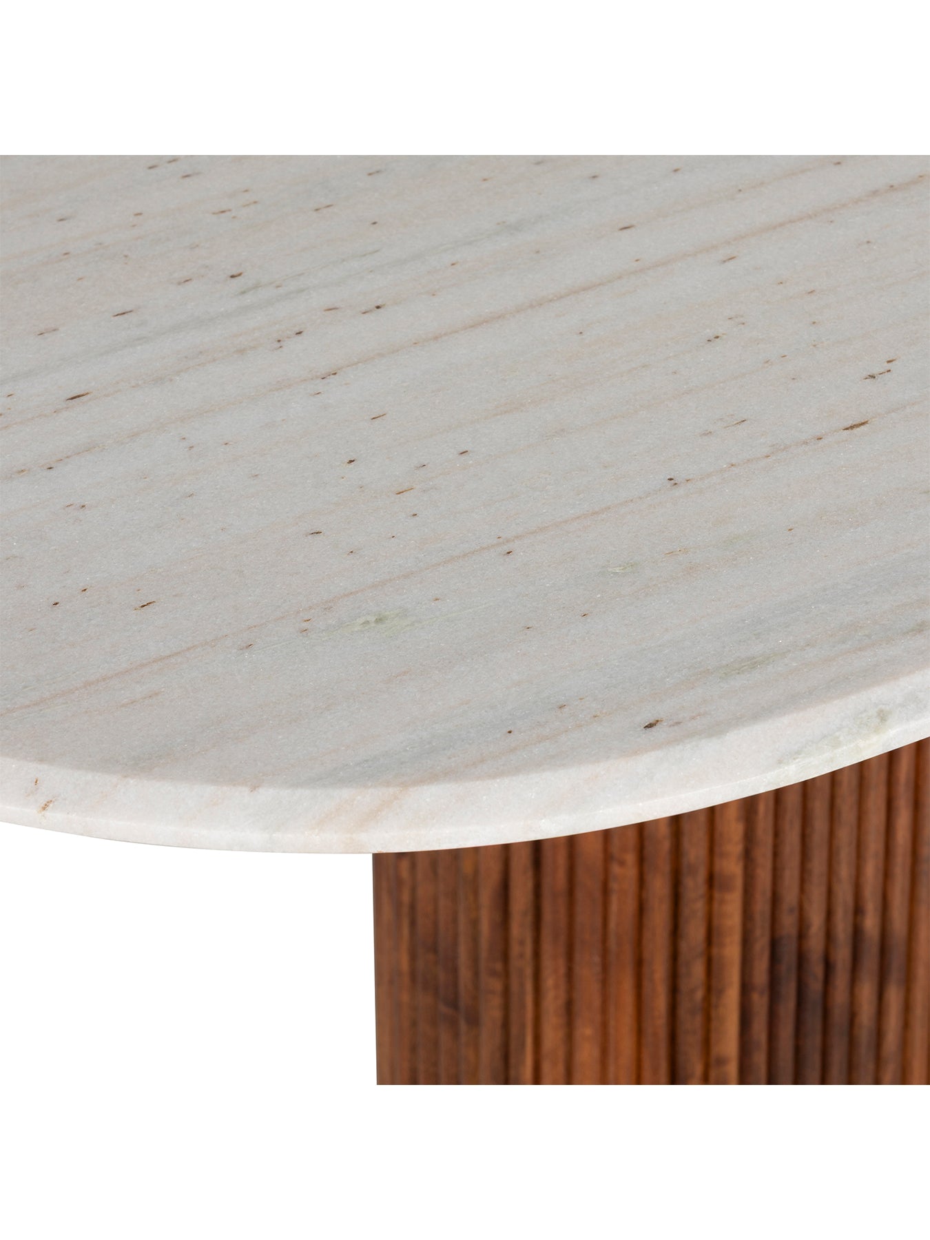 Tasso Marble Dining Table With Mango Wood Base White