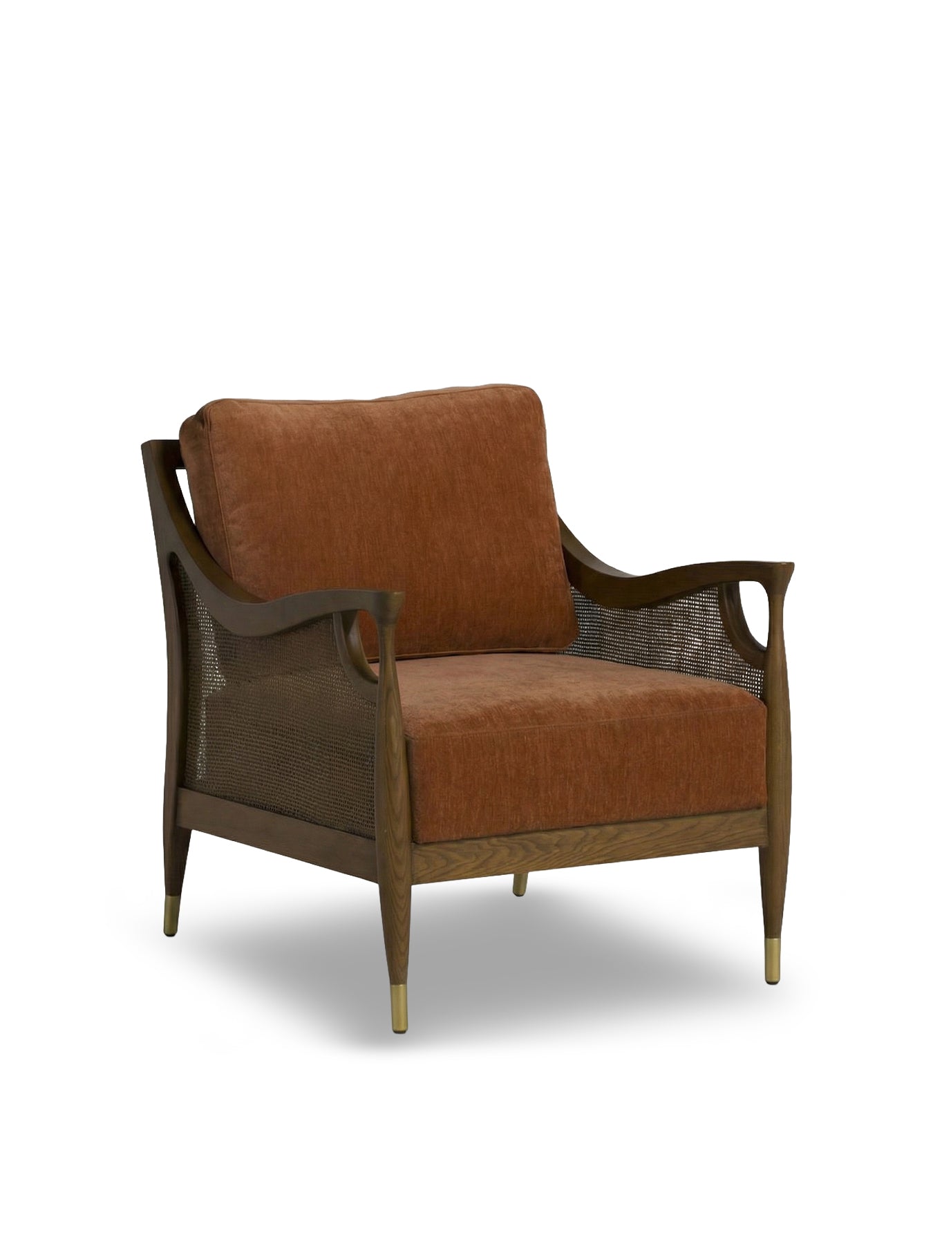Fabric Accent Chair With Rattan Orange