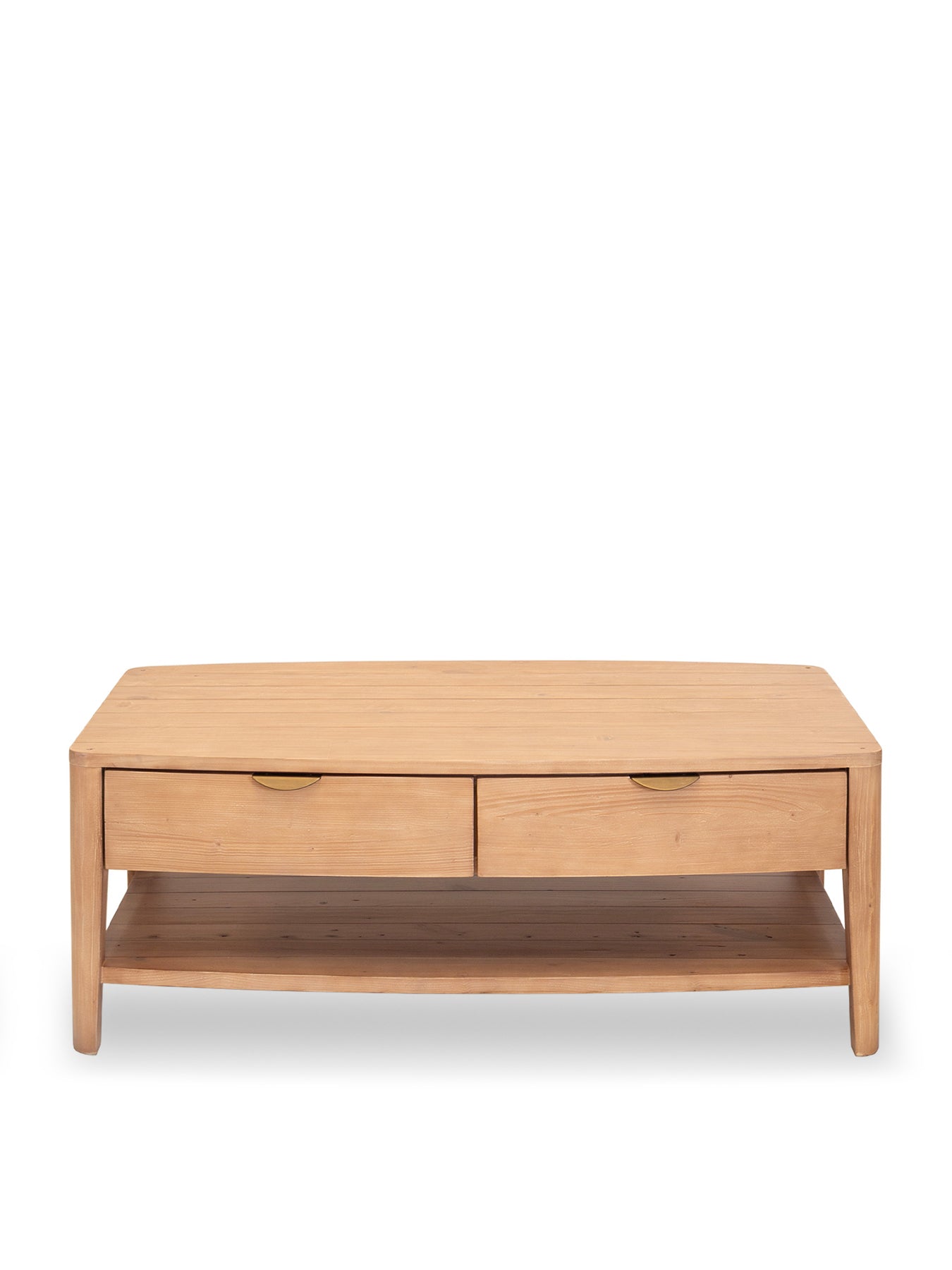 Halstatt Brown Reclaimed Wood 4 Drawer Coffee Table with a Shelf