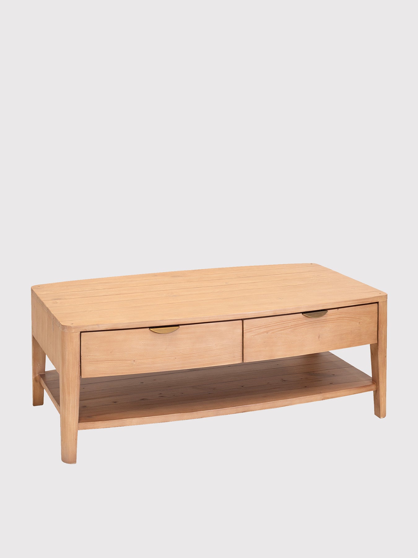 Halstatt Brown Reclaimed Wood 4 Drawer Coffee Table with a Shelf