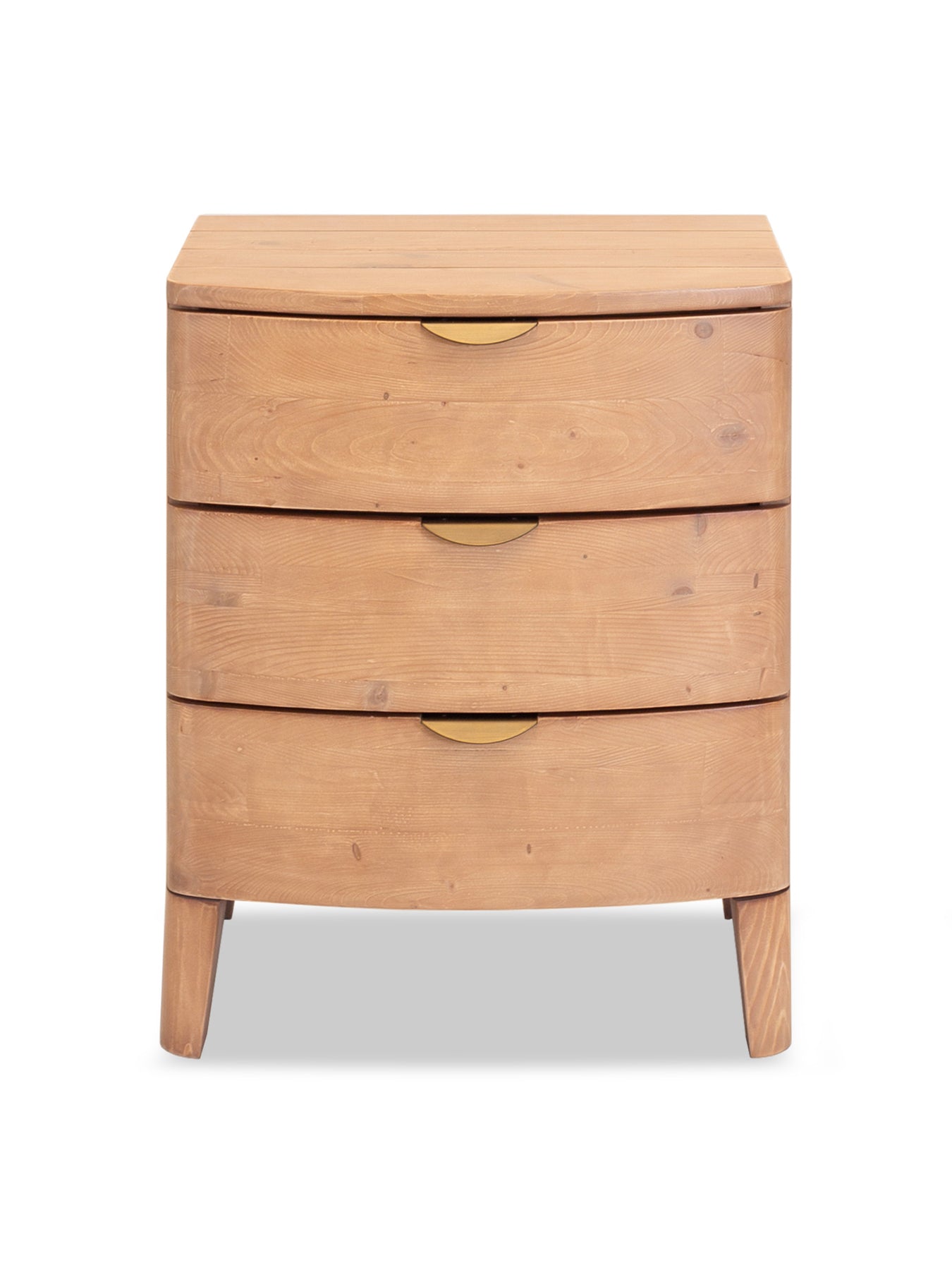 Halstatt Brown Reclaimed Wood 3 Drawer Wide Bedside Table