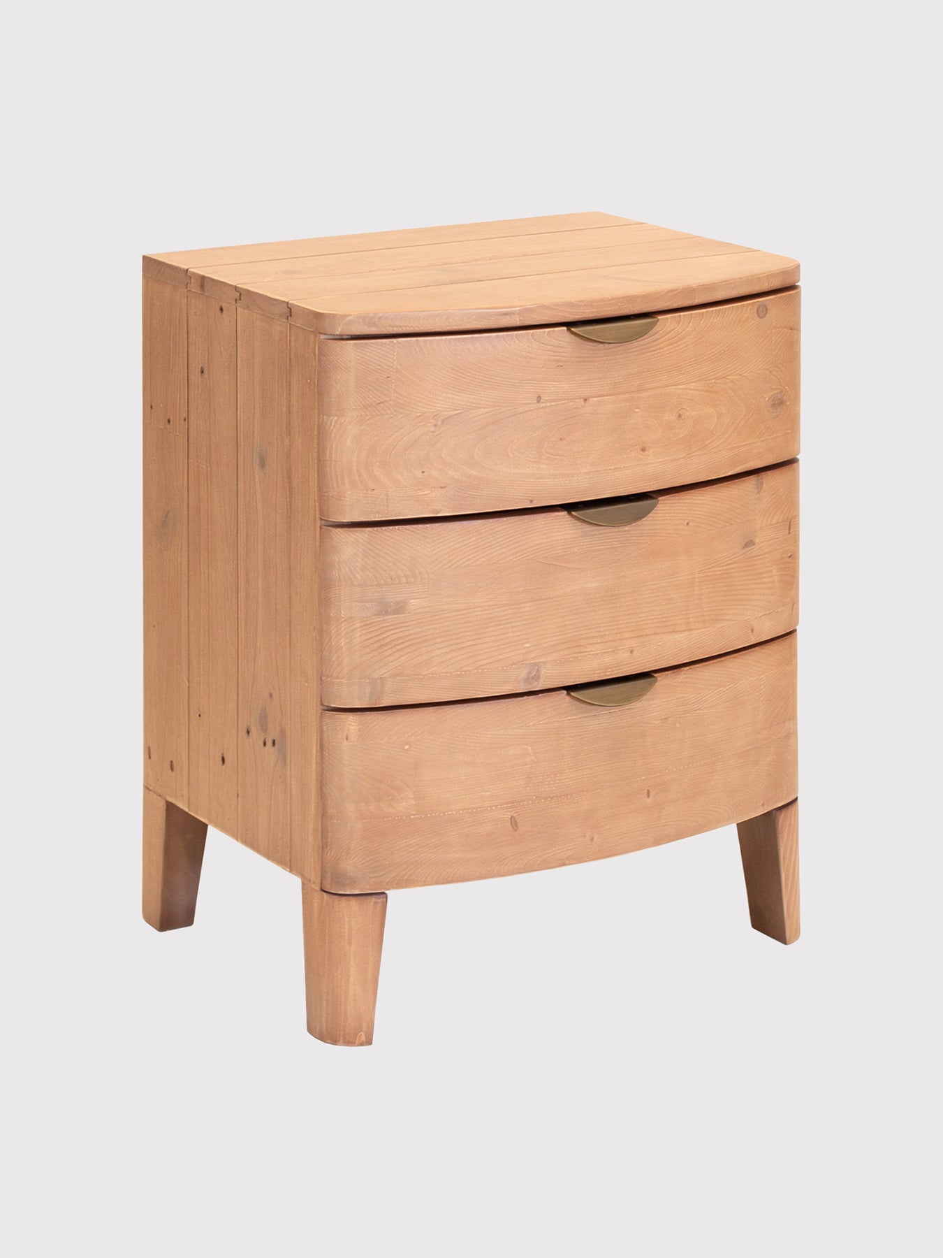 Halstatt Brown Reclaimed Wood 3 Drawer Wide Bedside Table