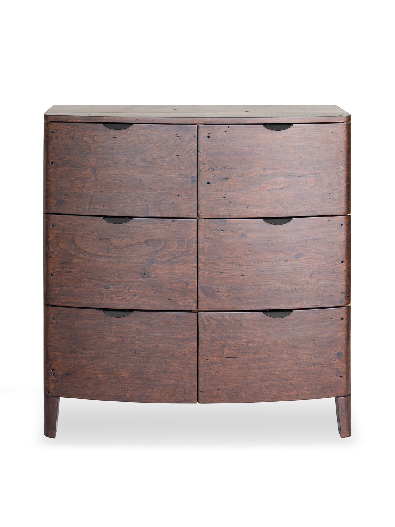 Zermatt Dark Brown Reclaimed Wood 6 Drawer Tall Chest Cabinet
