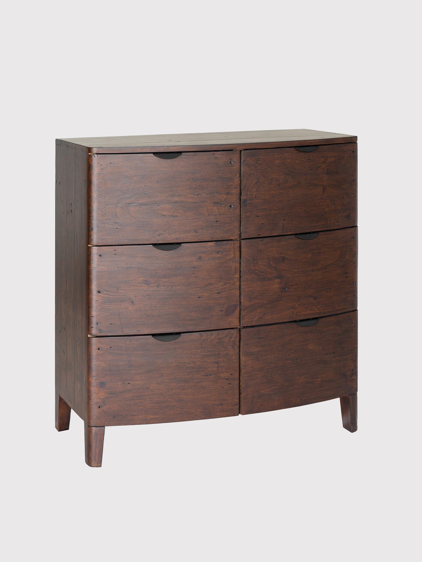 Zermatt Dark Brown Reclaimed Wood 6 Drawer Tall Chest Cabinet