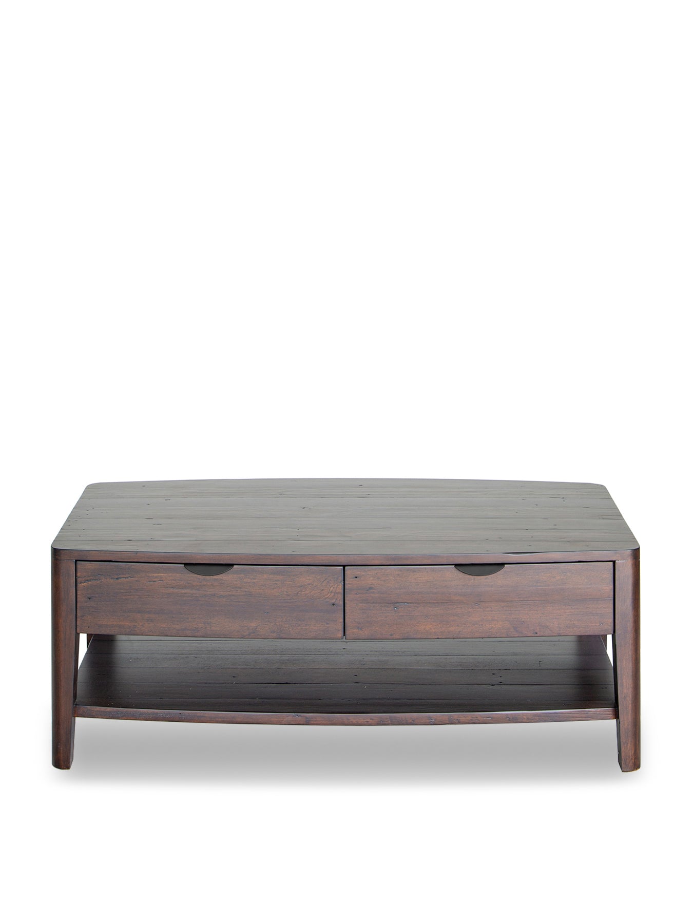 Zermatt Dark Brown Reclaimed Wood 4 Drawer Coffee Table with a Shelf