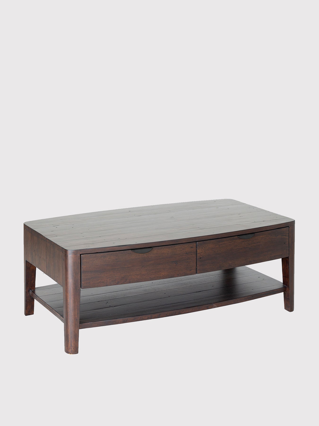 Zermatt Dark Brown Reclaimed Wood 4 Drawer Coffee Table with a Shelf