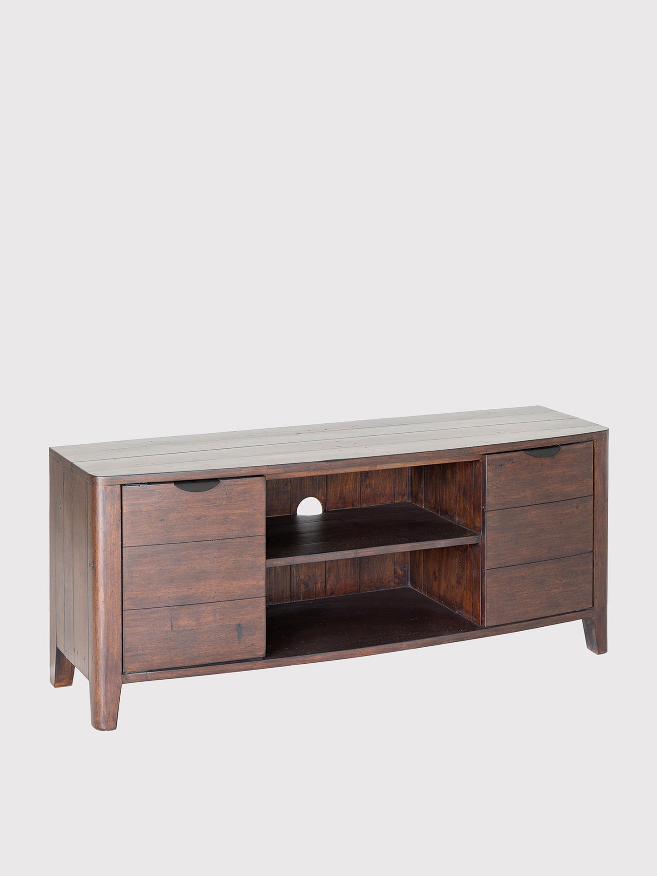 Zermatt Dark Brown Reclaimed Wood 2 Door 2 Shelves TV Unit