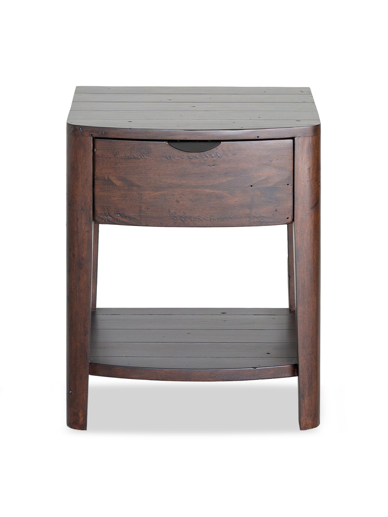 Zermatt Dark Brown Reclaimed Wood 1 Drawer Bedside Table