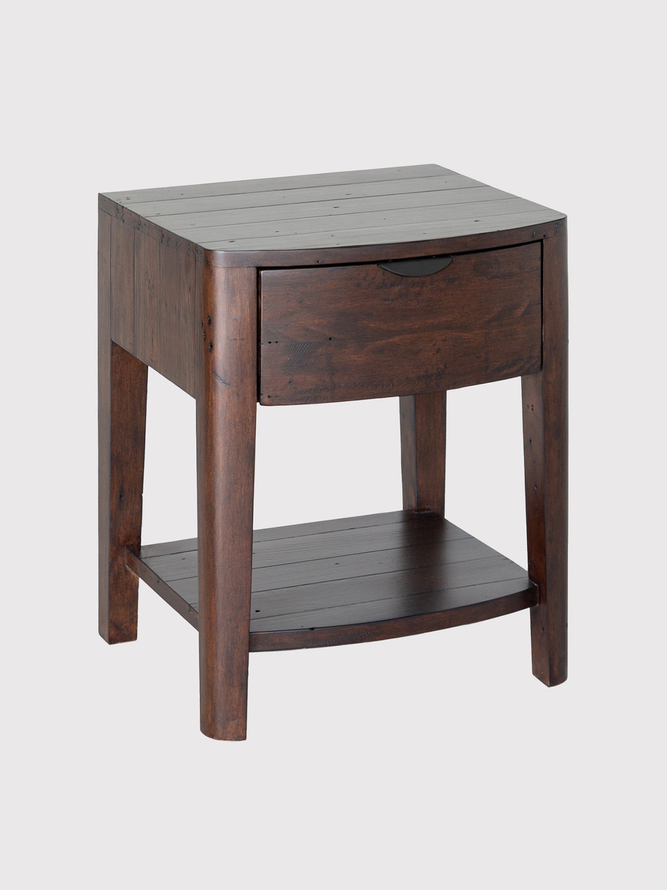 Zermatt Dark Brown Reclaimed Wood 1 Drawer Bedside Table