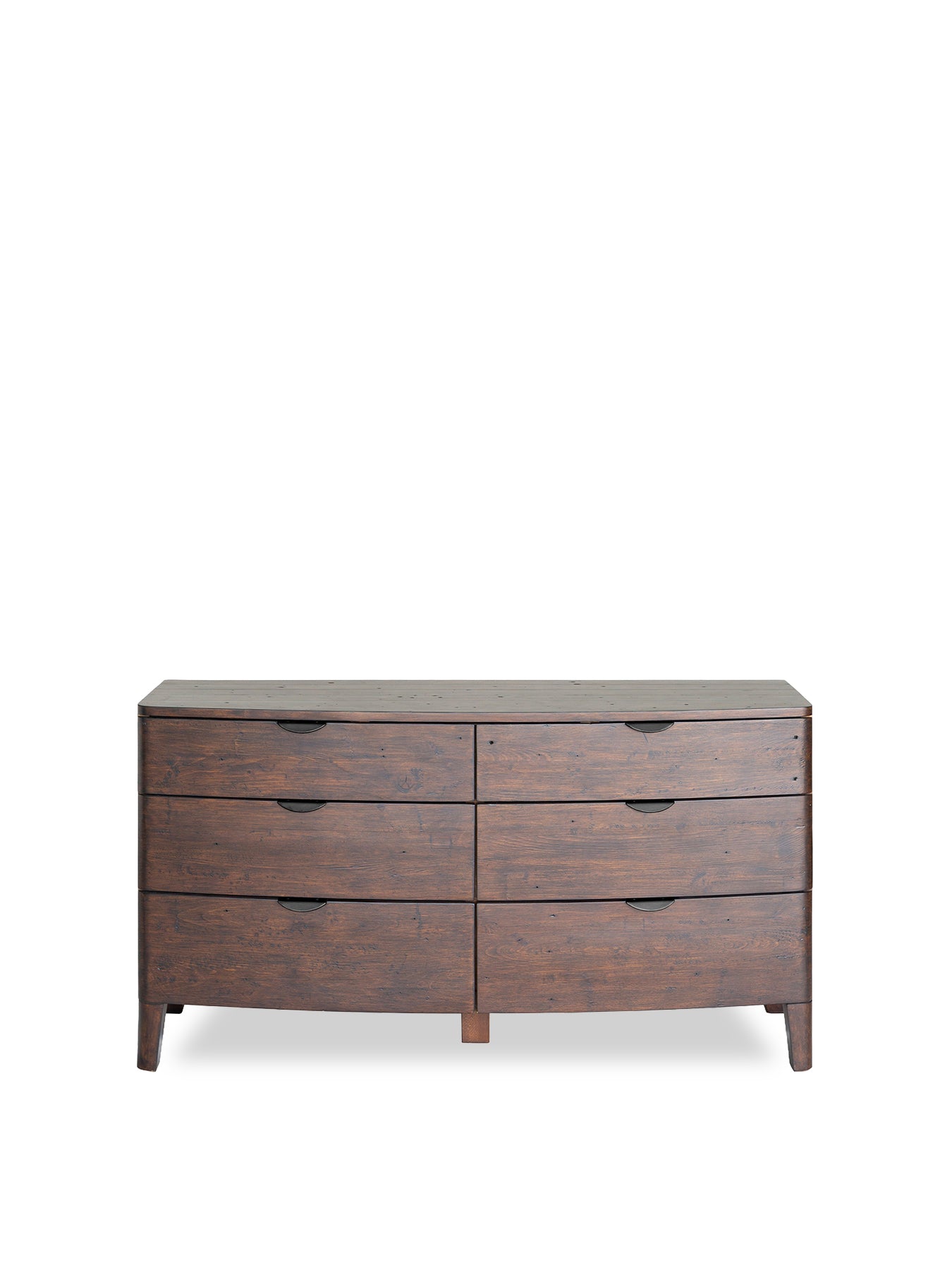Zermatt Dark Brown Reclaimed Wood 6 Wide Drawer Dresser Cabinet