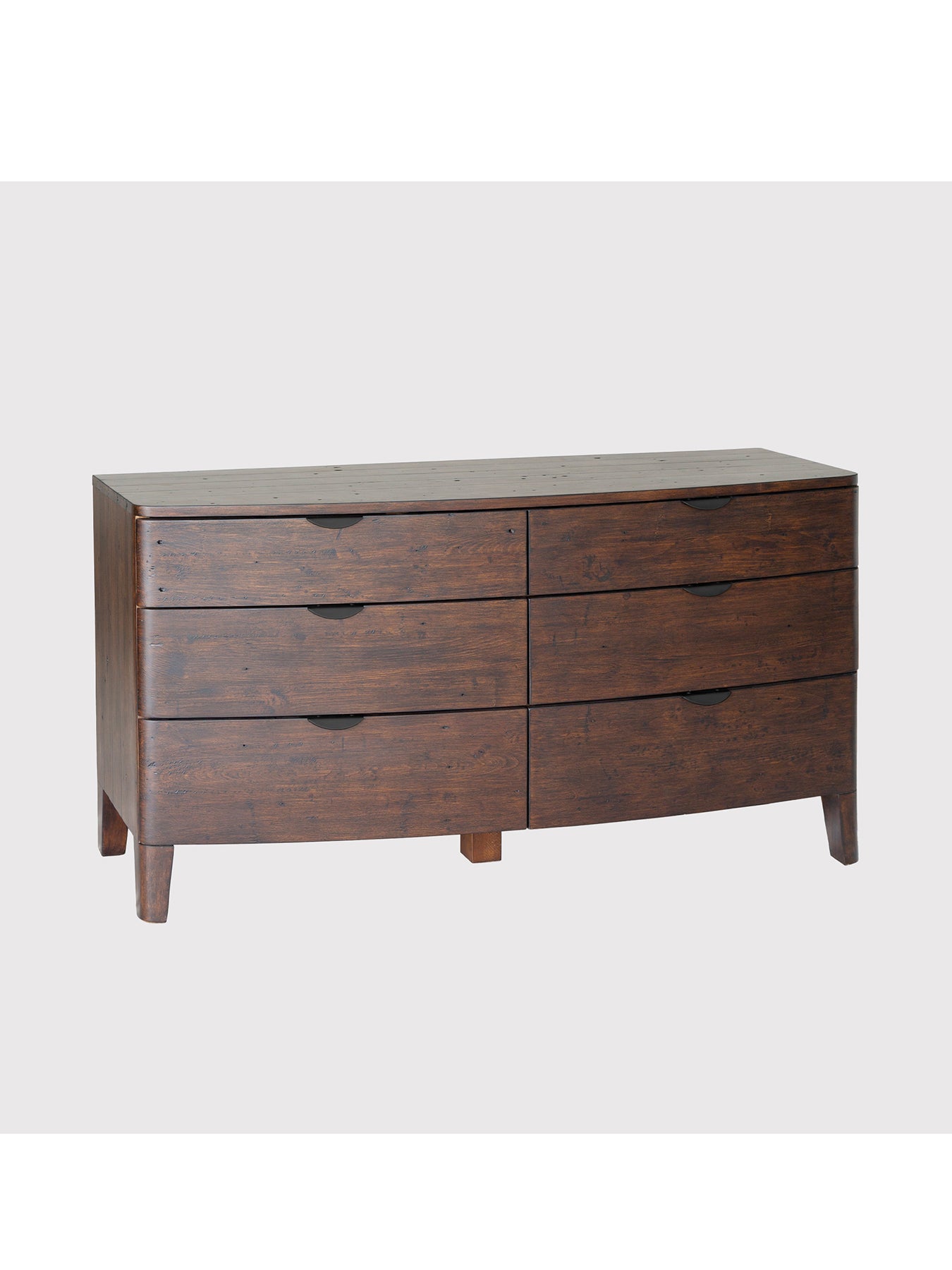 Zermatt Dark Brown Reclaimed Wood 6 Wide Drawer Dresser Cabinet