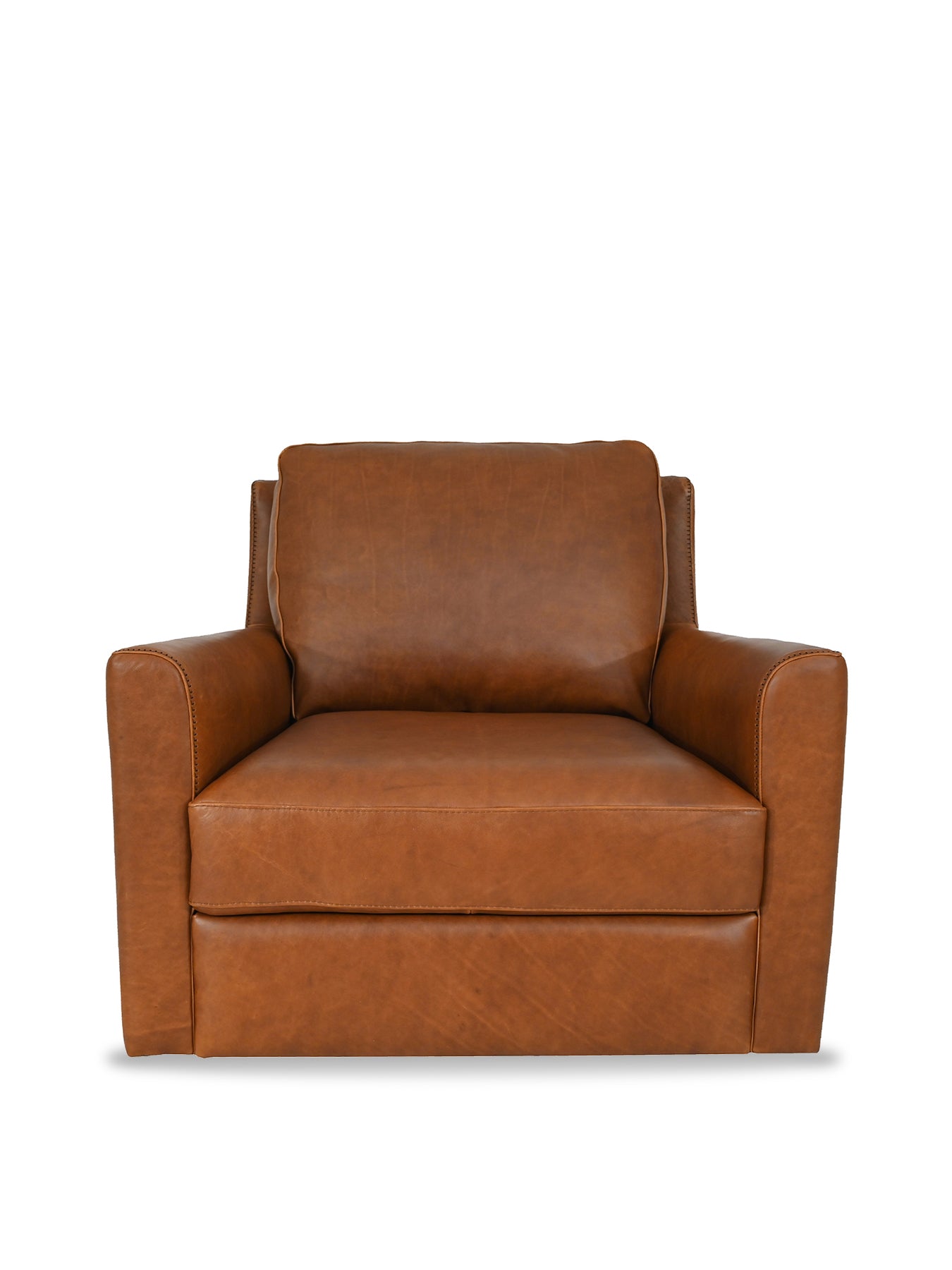 Albard Brown Leather Swivel Chair