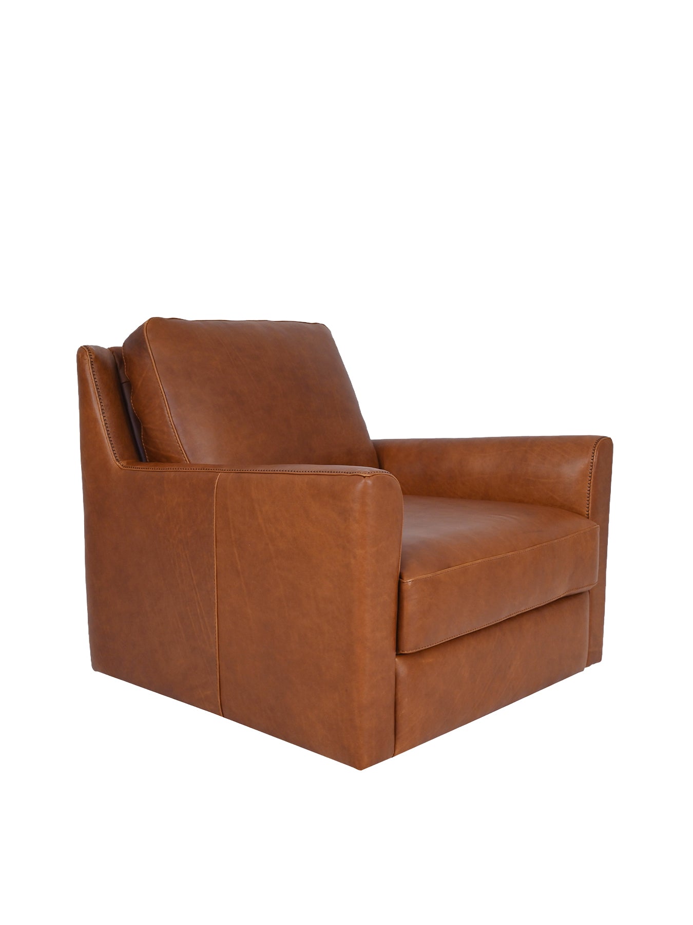 Albard Brown Leather Swivel Chair