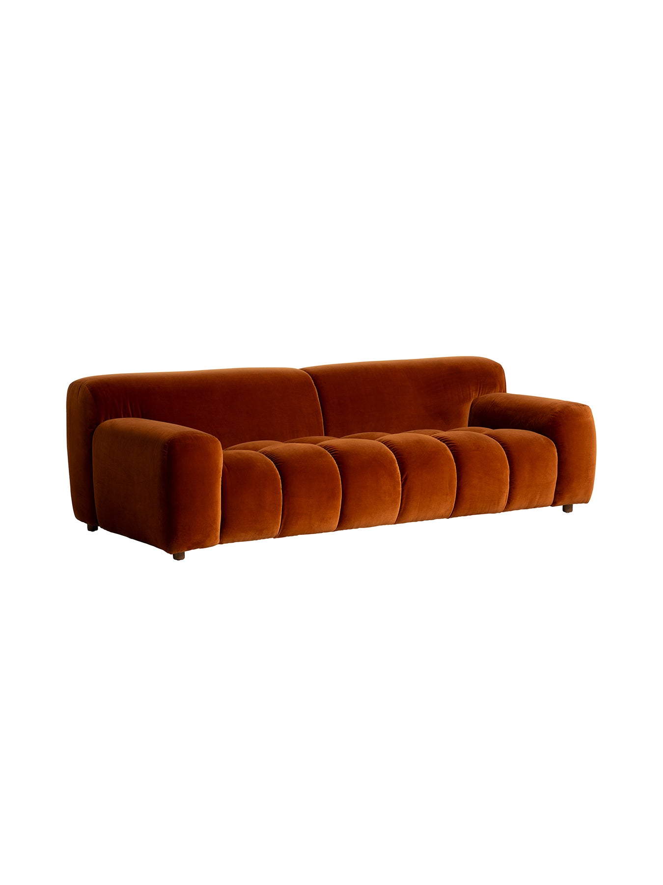 Lavinia Orange Velvet 3 Seater Sofa