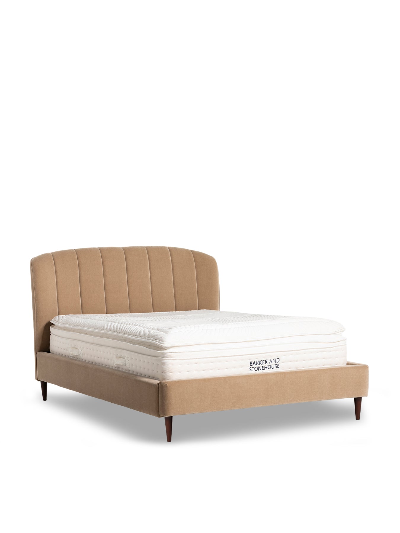 Reyes Light Brown Fabric Double Bed Frame