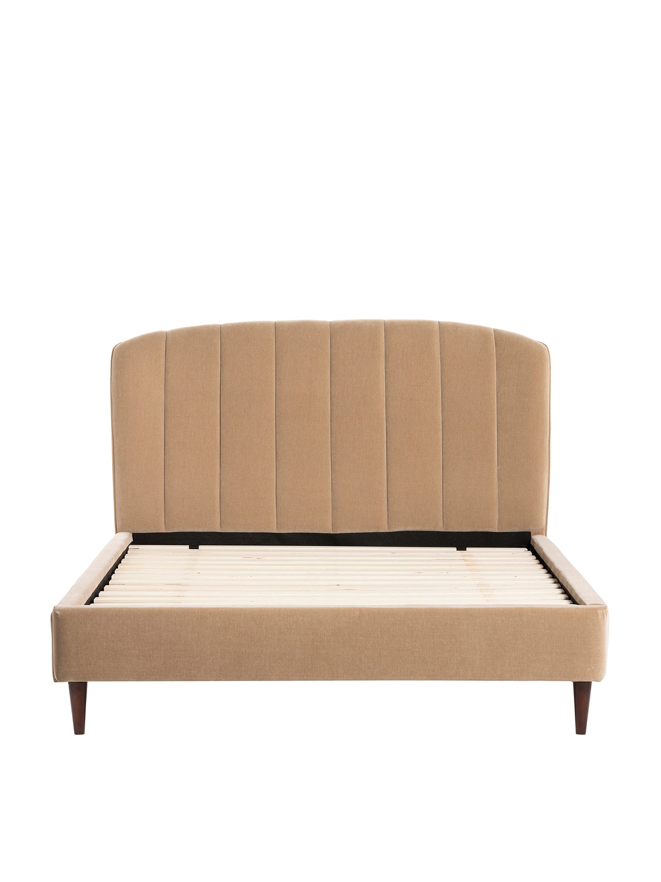 Reyes Light Brown Fabric Double Bed Frame