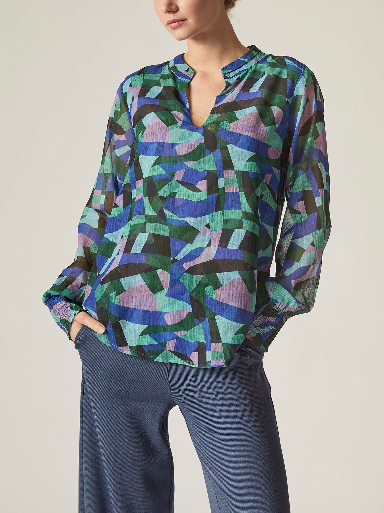 Abstract Print Blouse Pattern