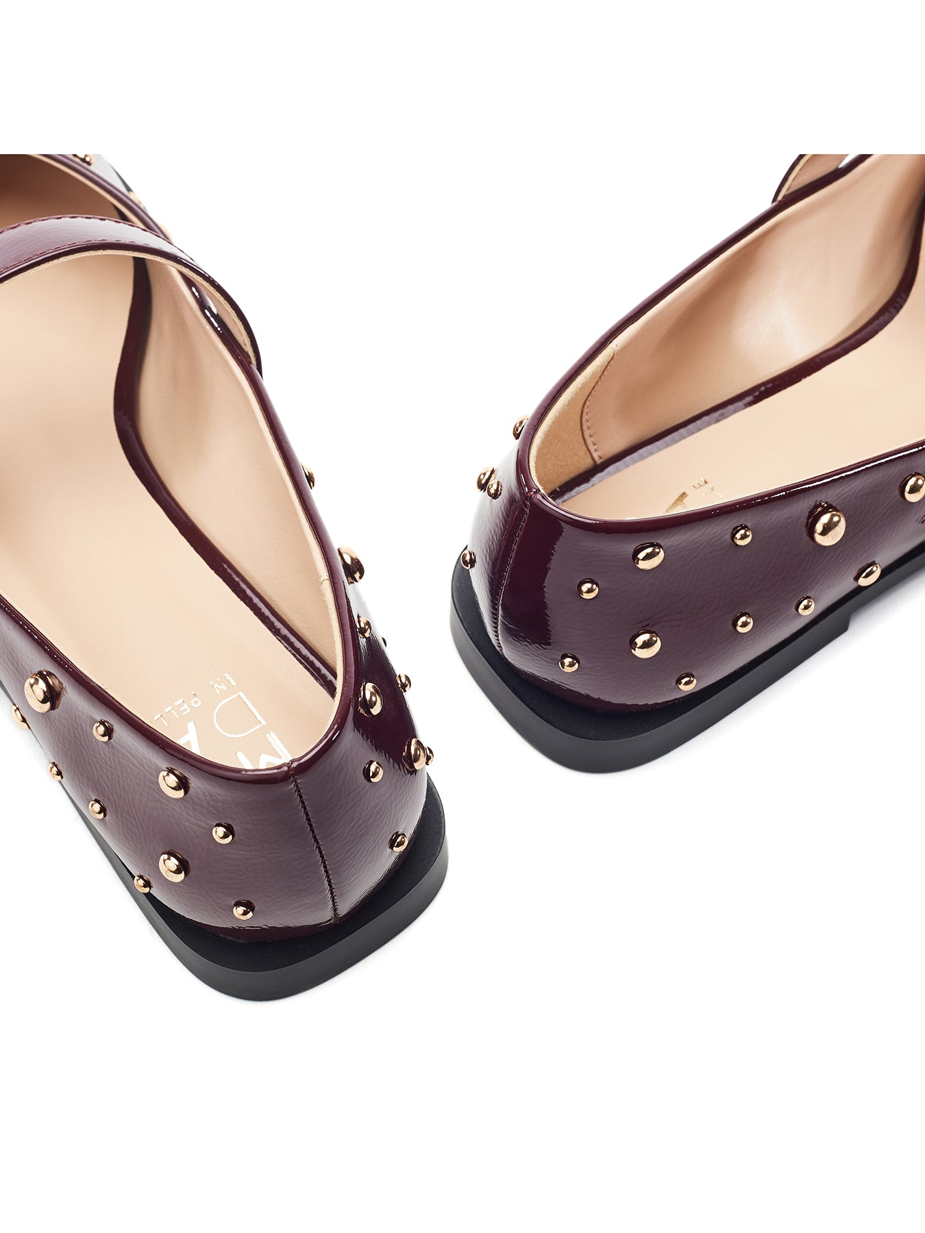 Fijia Studded Mary Jane Shoes Burgundy