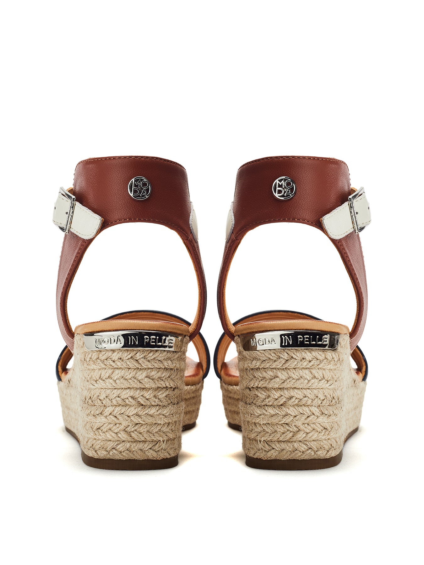 Kolanthia Leather Wedge Sandals Blue