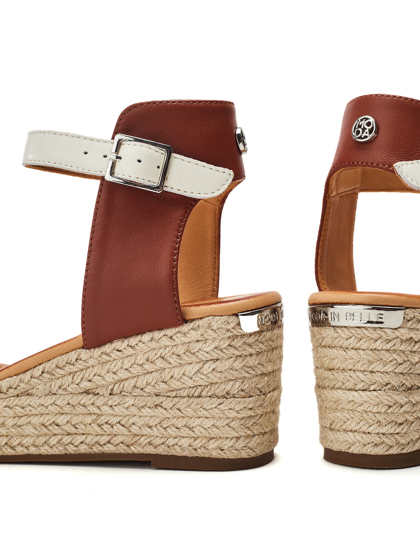Kolanthia Leather Wedge Sandals Blue