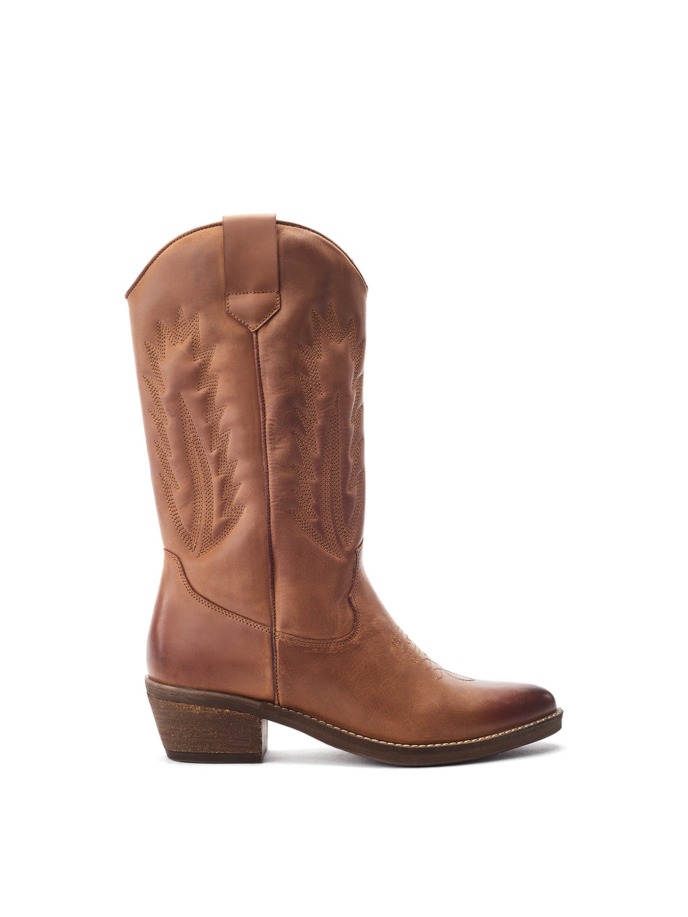 Oka Knee High Leather Boots Tan