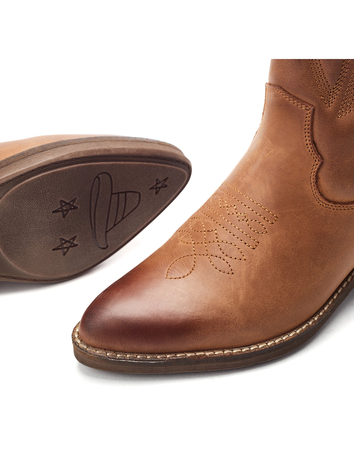 Oka Knee High Leather Boots Tan