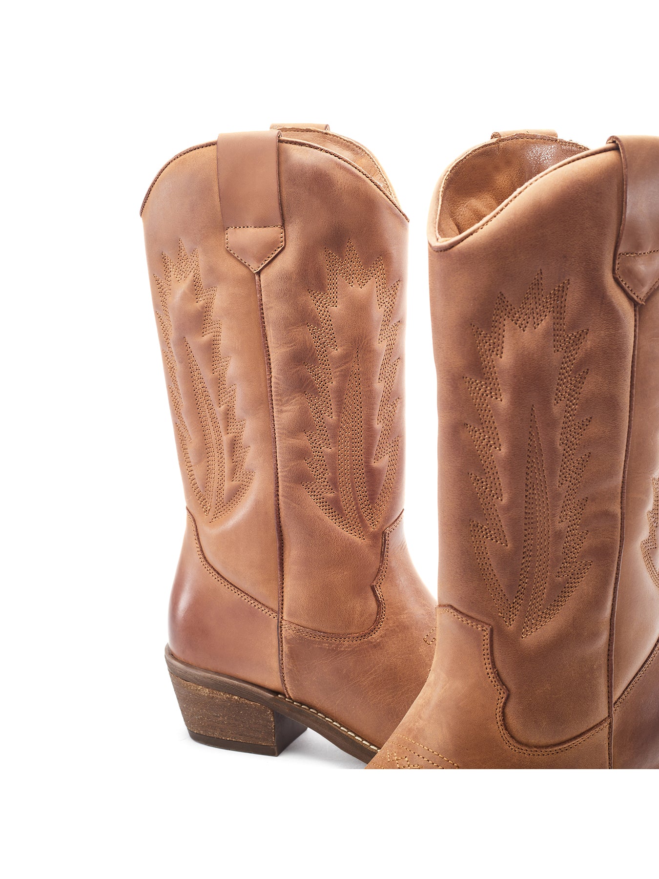 Oka Knee High Leather Boots Tan