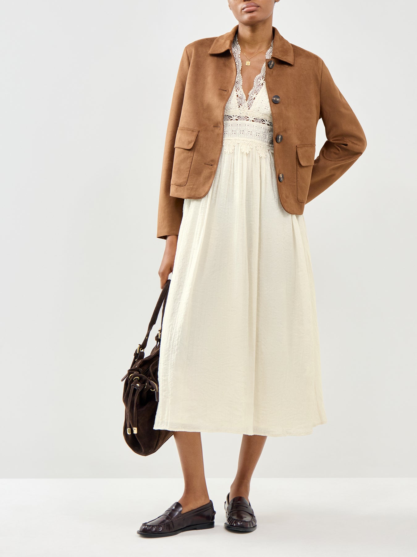 Melor Lace Midi Dress Cream