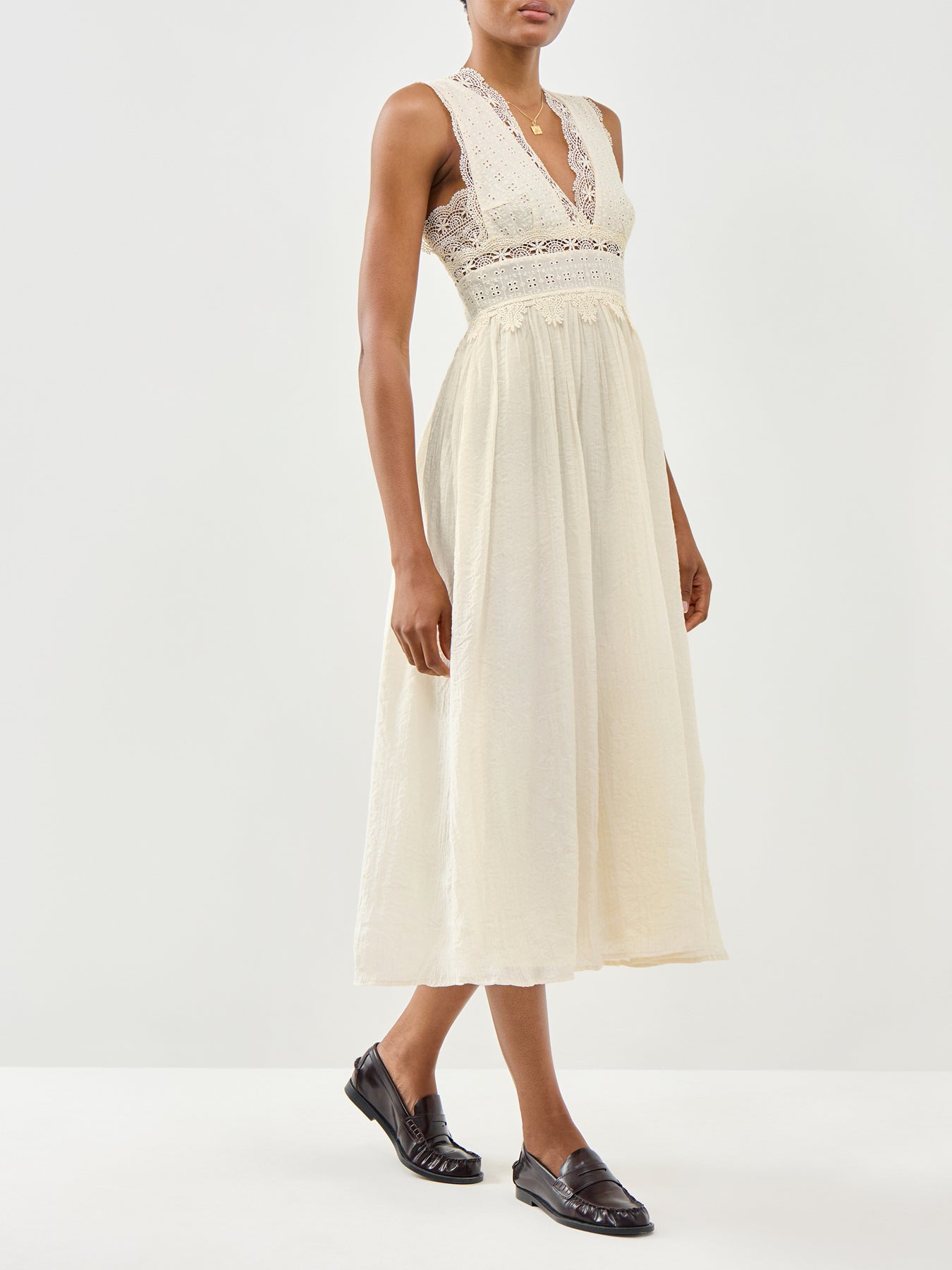 Melor Lace Midi Dress Cream