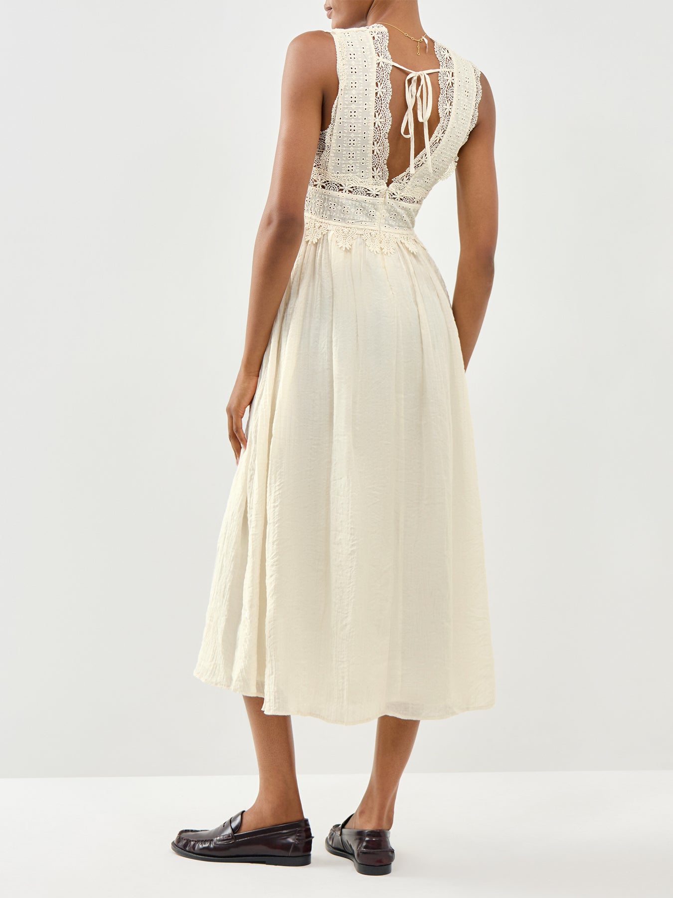 Melor Lace Midi Dress Cream