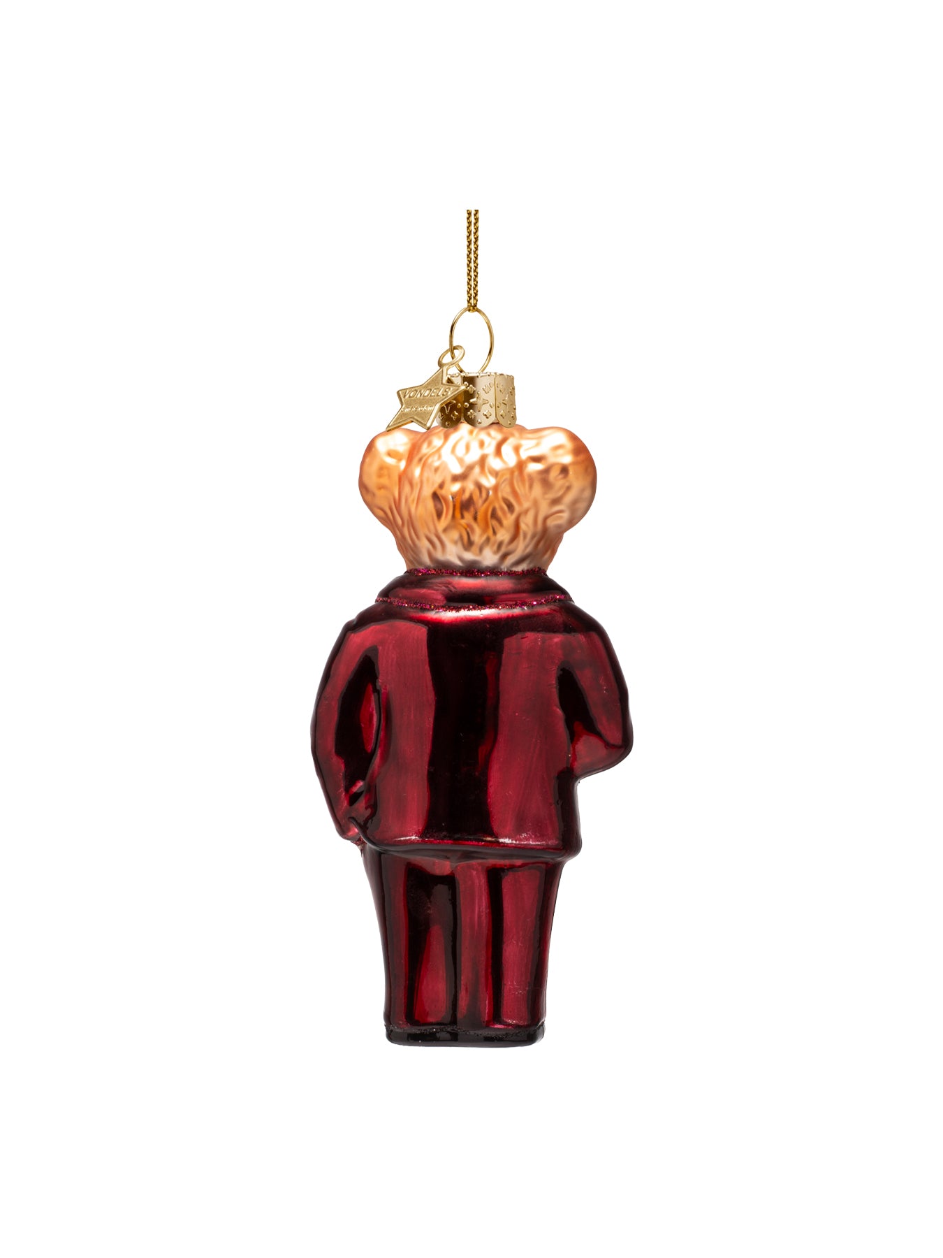 Glass Burgundy Bear Christmas Ornament